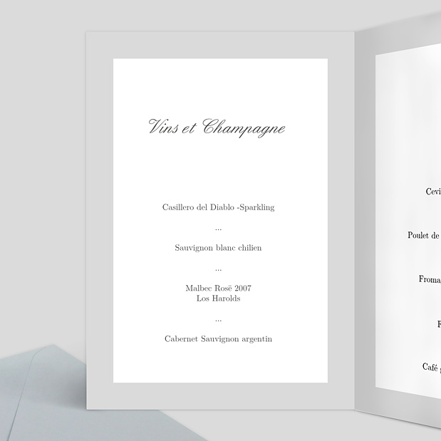 Menu de Mariage Bandeau Gris Intérieur Gauche