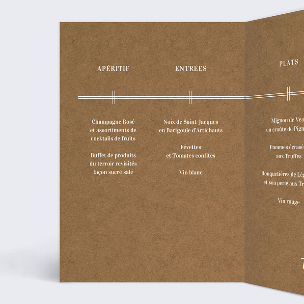 Menu de Mariage Bohème Intérieur Gauche