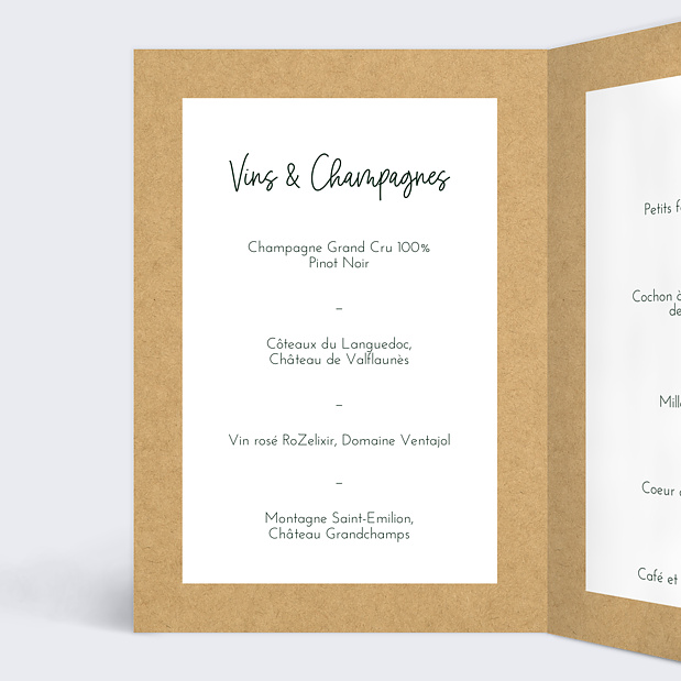 Menu de mariage bucolique Intérieur Gauche
