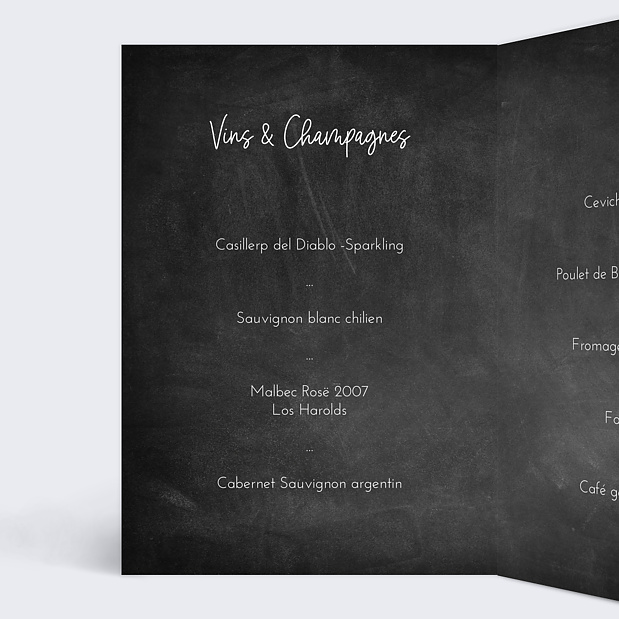 Menu de Mariage Jolie Craie Intérieur Gauche