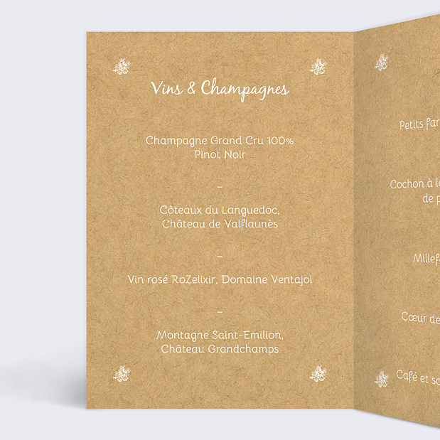 Menu de Mariage Jolie Dentelle Intérieur Gauche