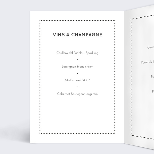 Menu de mariage Lettres chic Intérieur Gauche