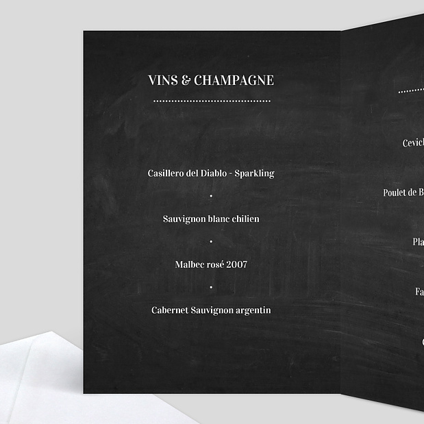 Menu de mariage Photomaton ardoise Intérieur Gauche