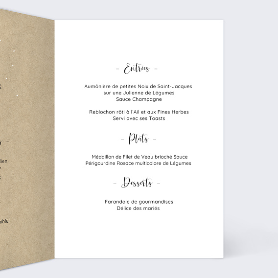 Menu mariage Arbre Intérieur Droit