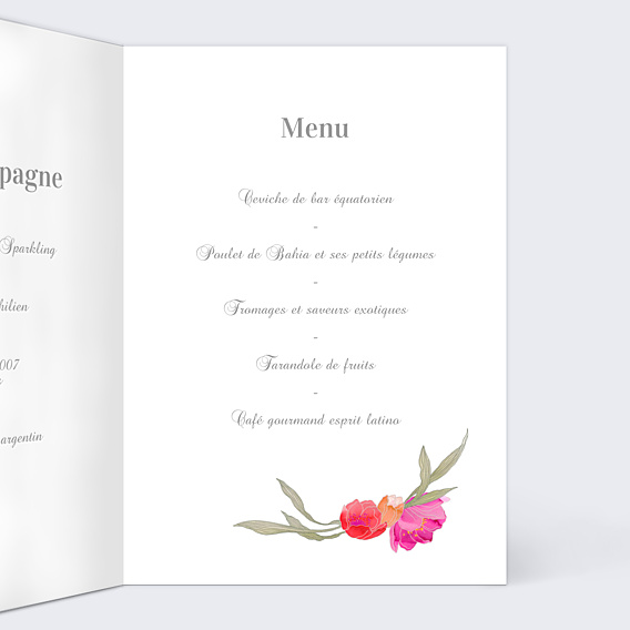 Menu Mariage Ronde de Fleurs