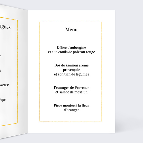 Menu mariage Feuilles d'Or Intérieur Droit
