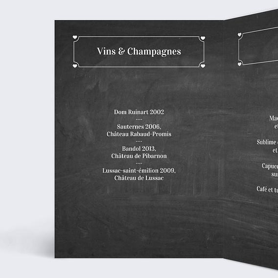 Menu mariage Pastille Ardoise Intérieur Gauche