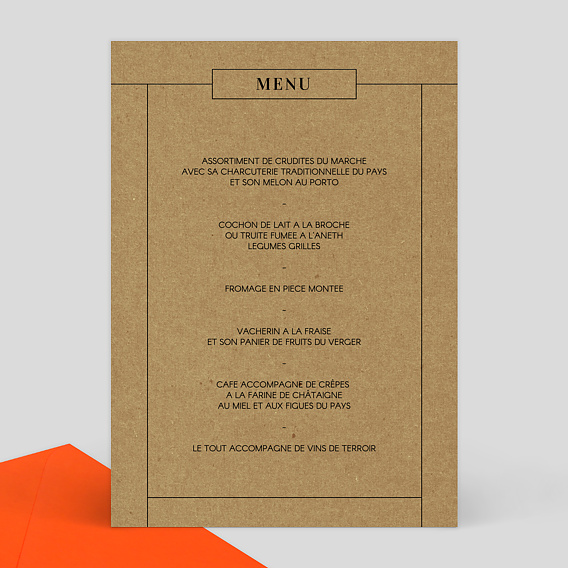 Menu mariage Modernkraft Verso