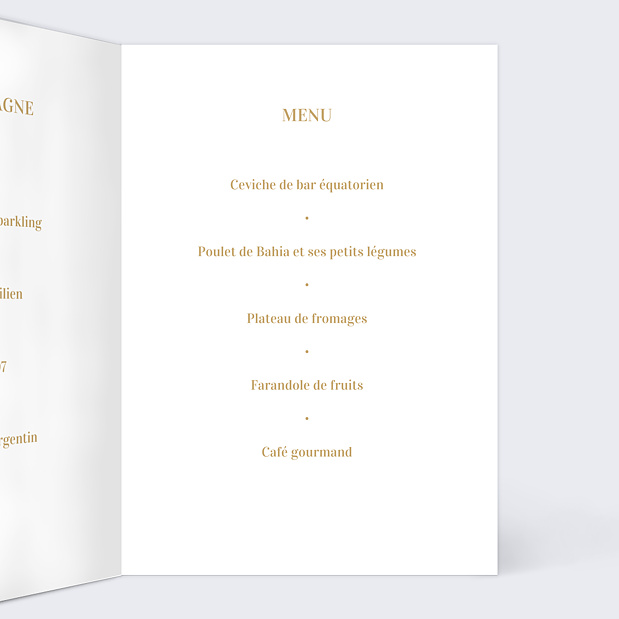 Menu Mariage Manuscrit Intérieur Droit