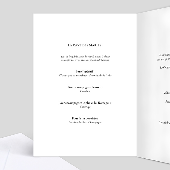 Menu mariage Couronne de Dentelle Intérieur Gauche