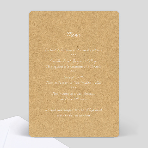 Menu mariage Enfants Verso