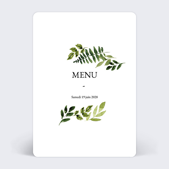 Menu Mariage Aquarelle Botanique
