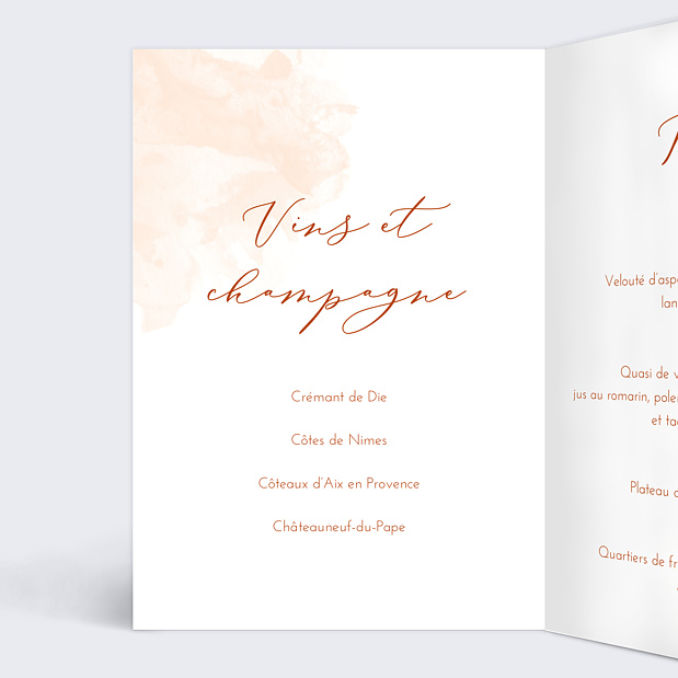Menu de Mariage Été Indien Intérieur Gauche