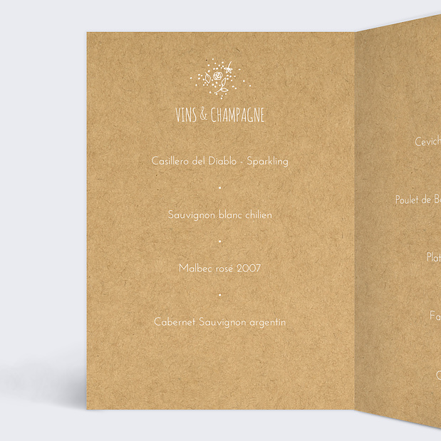 Menu de Mariage Fleurs de Printemps Intérieur Gauche