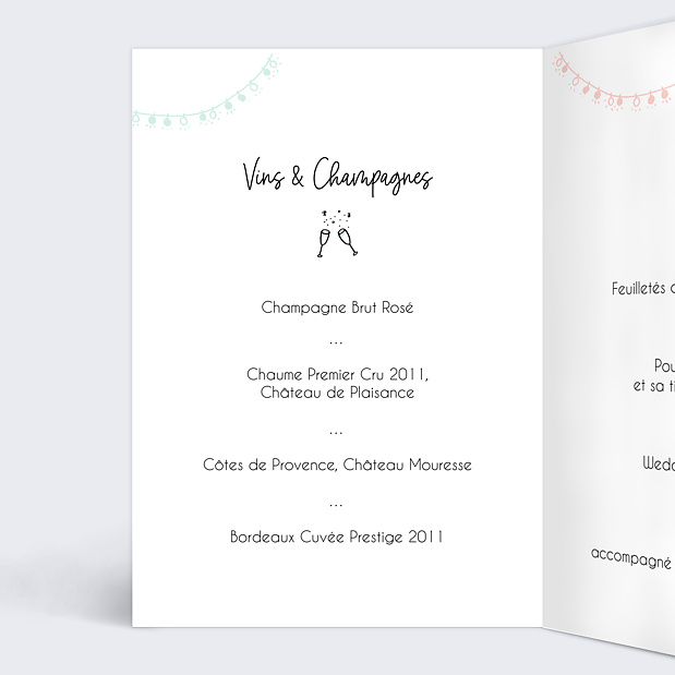 Menu de Mariage Illustré Intérieur Gauche