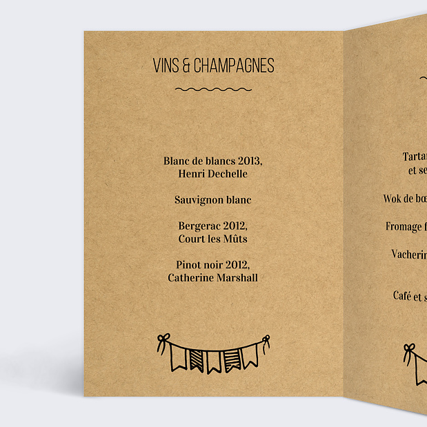 Menu Mariage Petit Carnet Intérieur Gauche