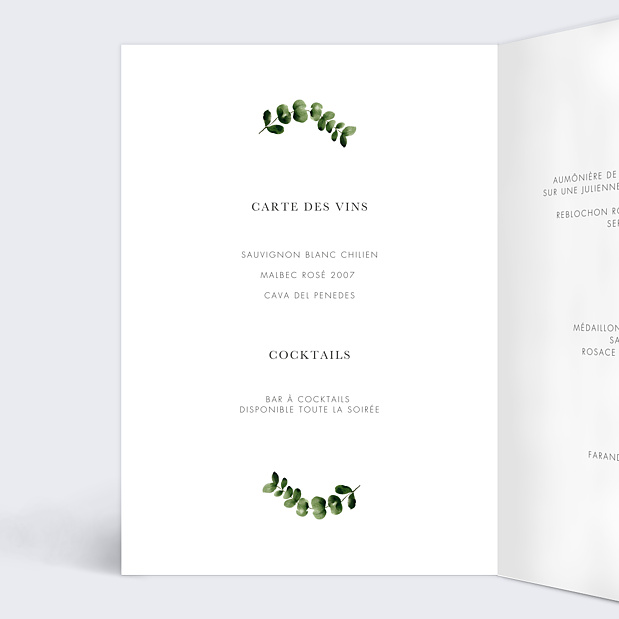 Menu Mariage Tournesol Intérieur Gauche