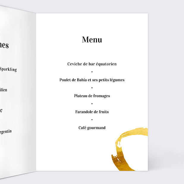 Menu de Mariage Alliance Intérieur Droit