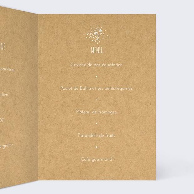 Menu de Mariage Fleurs de Printemps Intérieur Droit