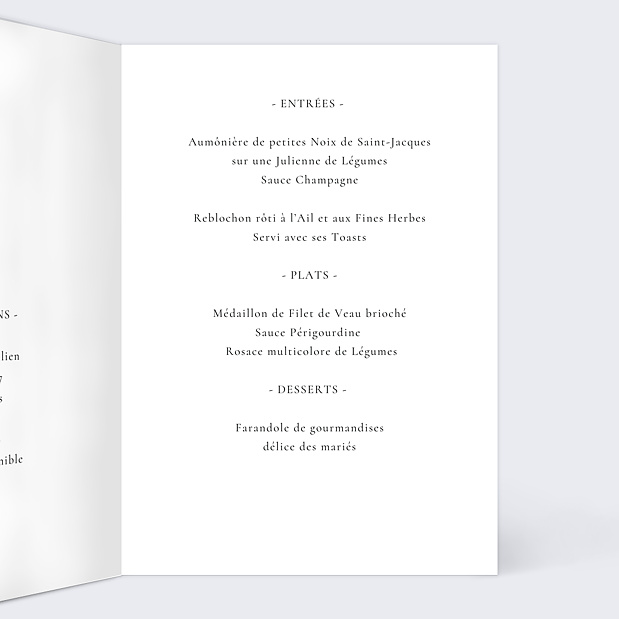 Menu Mariage Lettrines Botaniques Intérieur Droit