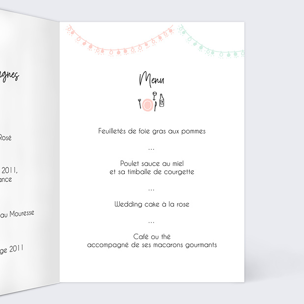 Menu de Mariage Illustré Intérieur Droit