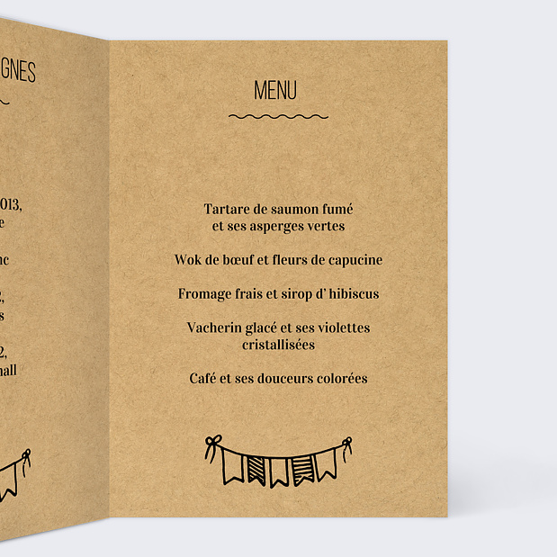 Menu Mariage Petit Carnet Intérieur Droit