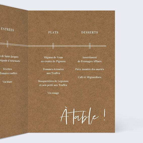 Menu Mariage Bohème
