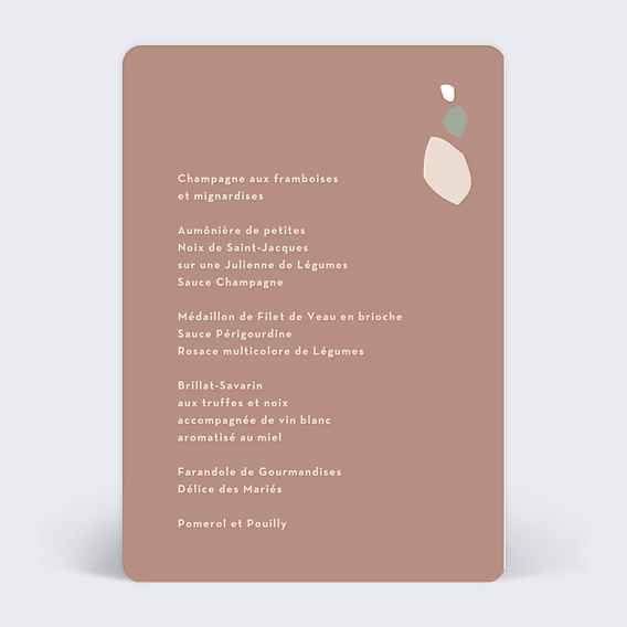 Menu Mariage Argile