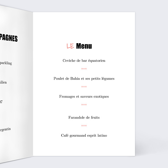 Menu mariage Affiche de Film Intérieur Droit