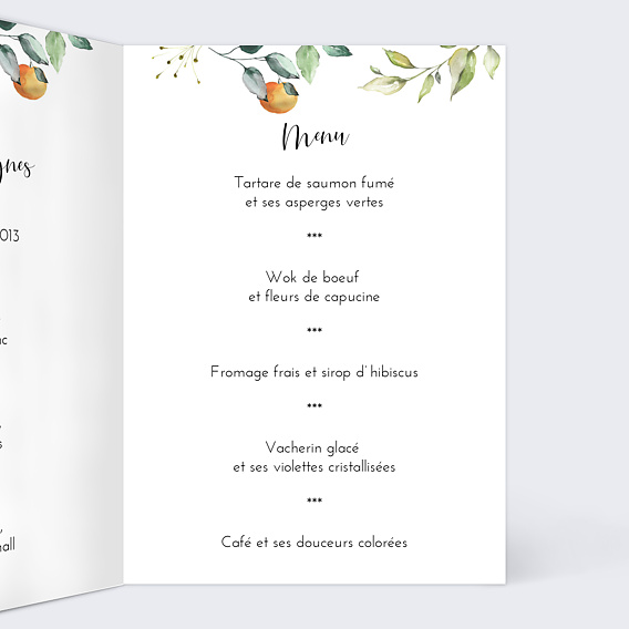 Menu mariage Agrumes Intérieur Droit