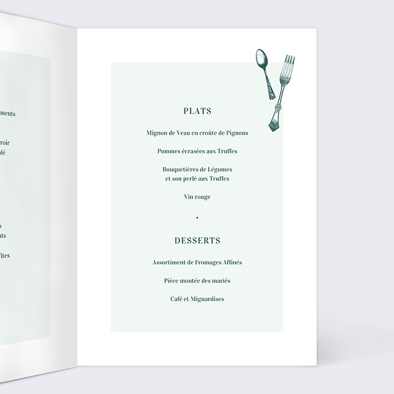 Menu mariage Badinage Intérieur Droit