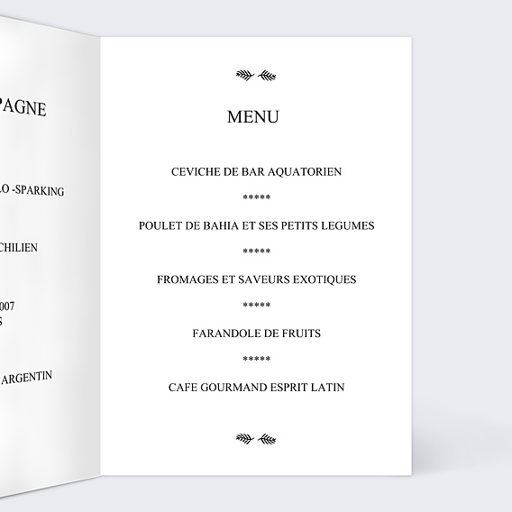 Menu mariage Cinéma Intérieur Droit