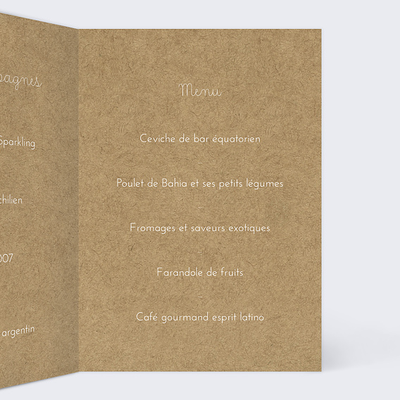 Menu mariage Corde à Linge Intérieur Droit