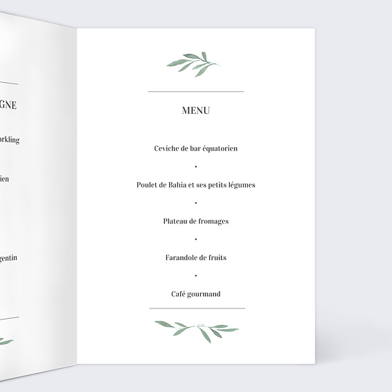 Menu mariage Couronne de Laurier Intérieur Droit