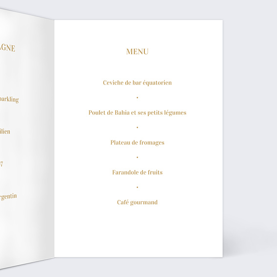 Menu mariage Manuscrit Ocre Intérieur Droit
