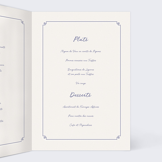 Menu mariage Hirondelle d'Amour Intérieur Droit