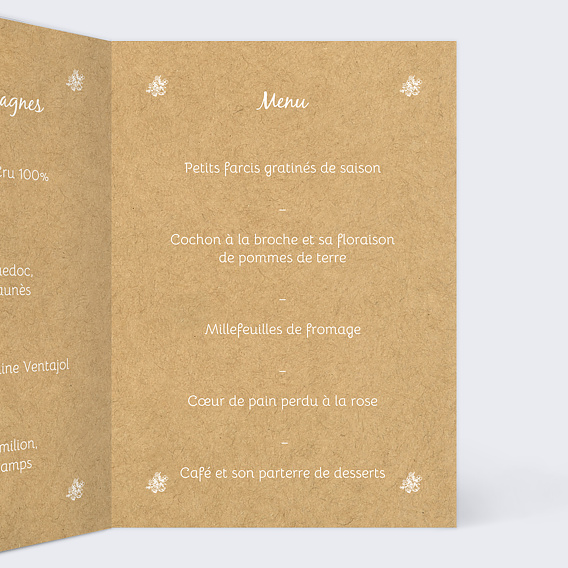 Menu mariage Jolie Dentelle Intérieur Droit