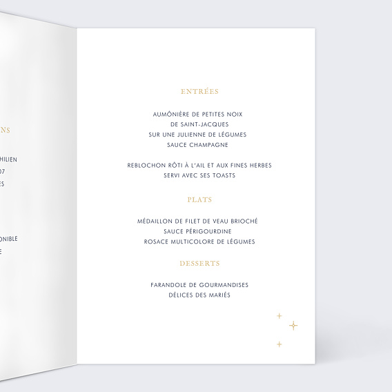 Menu mariage Notre Constellation Intérieur Droit