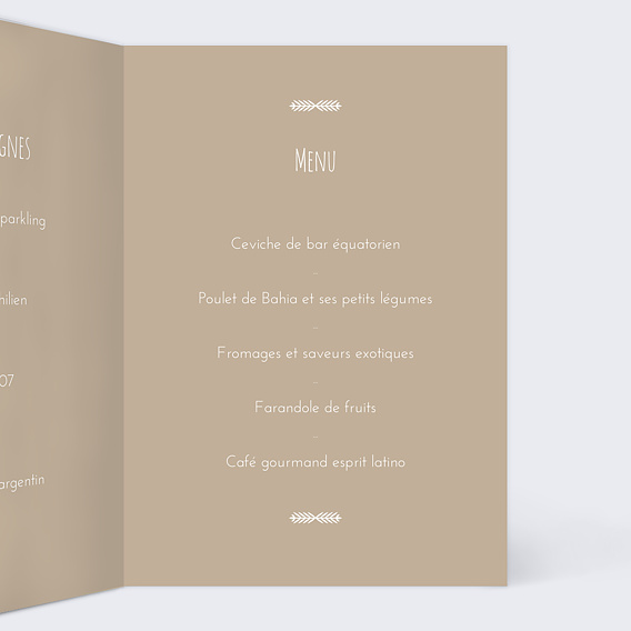 Menu mariage Nous Nous Marions Intérieur Droit