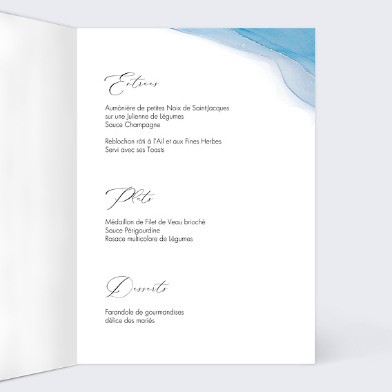 Menu mariage Opaline Intérieur Droit