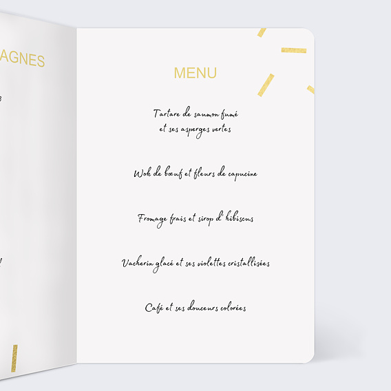 Menu mariage Paillettes chic Intérieur Droit