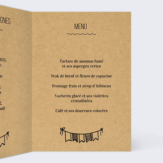 Menu mariage Petit Carnet Intérieur Droit