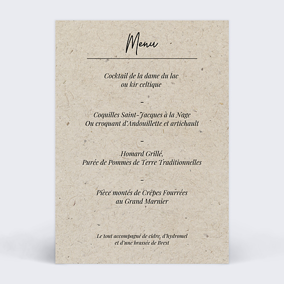 Menu Mariage Esprit chiné