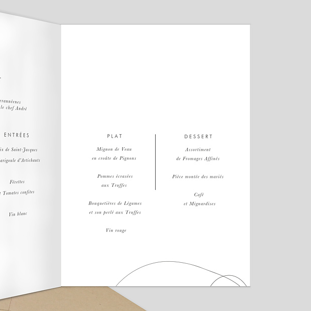 Menu Mariage Affection Intérieur Droit