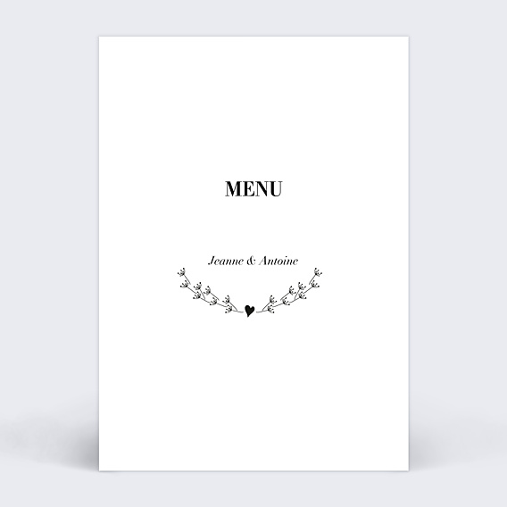 Menu mariage Coeur Bucolique