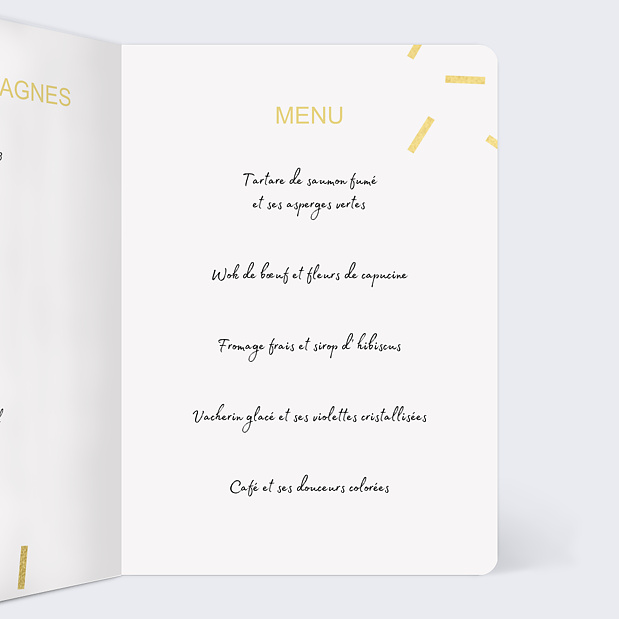 Menu Mariage Paillettes chic Intérieur Droit