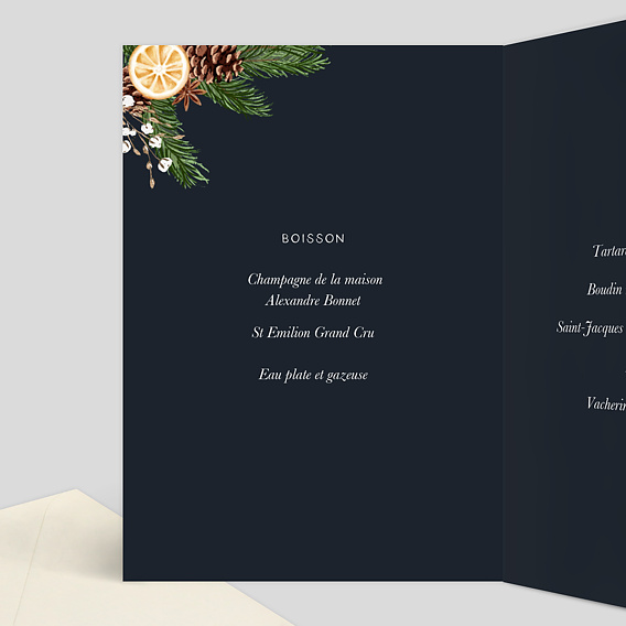 Menu de Noël Essence d'hiver Intérieur Gauche