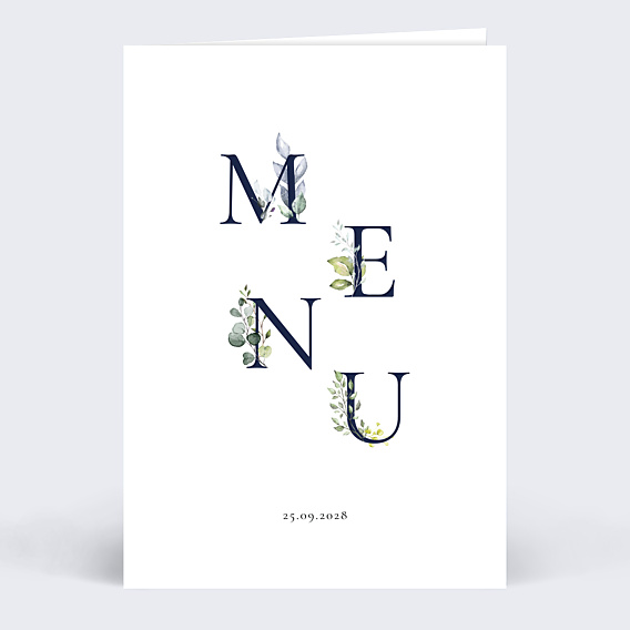 Menu mariage Lettrines Botaniques