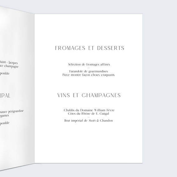 Menu Mariage Couronne Chic