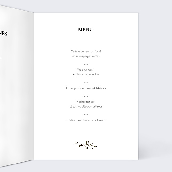 Menu Mariage Bois